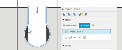 Select a sketched contour as the model contour