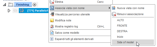 Named view context menu