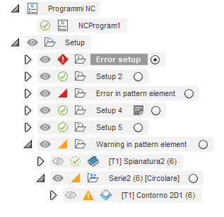 Icons in the Browser indicating an items status
