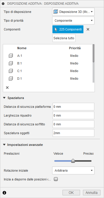 additive arrange dialog