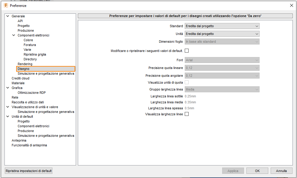 drawing preferences dialog