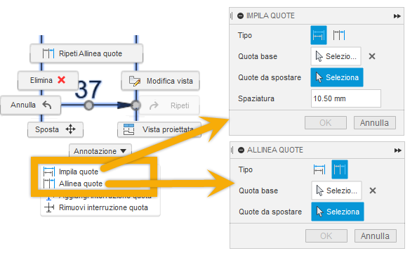 stack and align dimensions dialogs