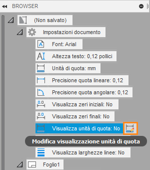 display dimension units