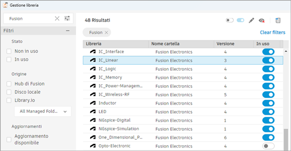 Library manager dialog
