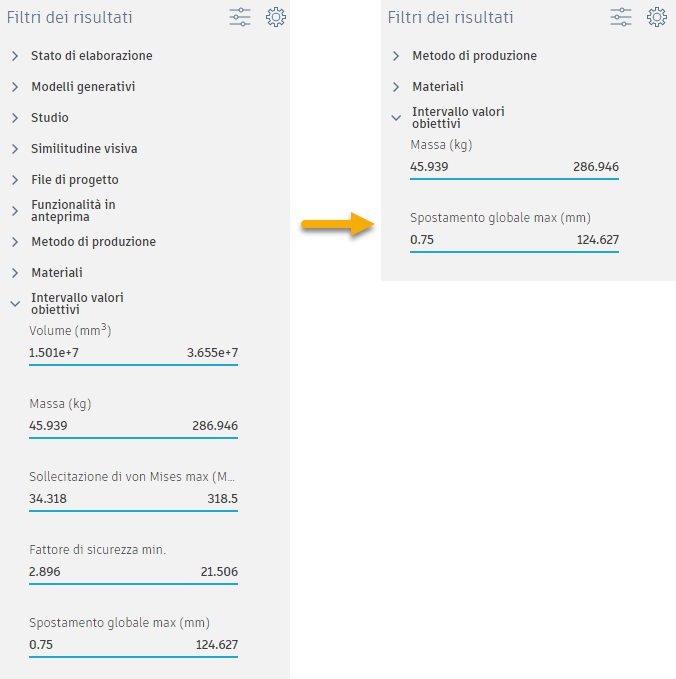 Outcome filters - comparison