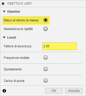 objectives and limits dialog