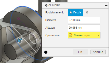 cylinder dialog - center extrude