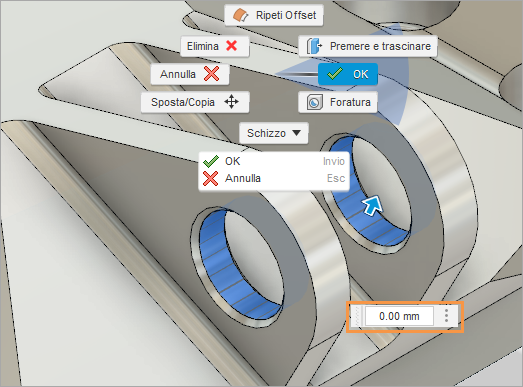 marking menu - cylindrical face offset