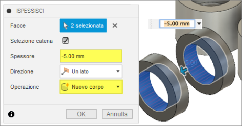 thicken dialog - thicken cylindrical face