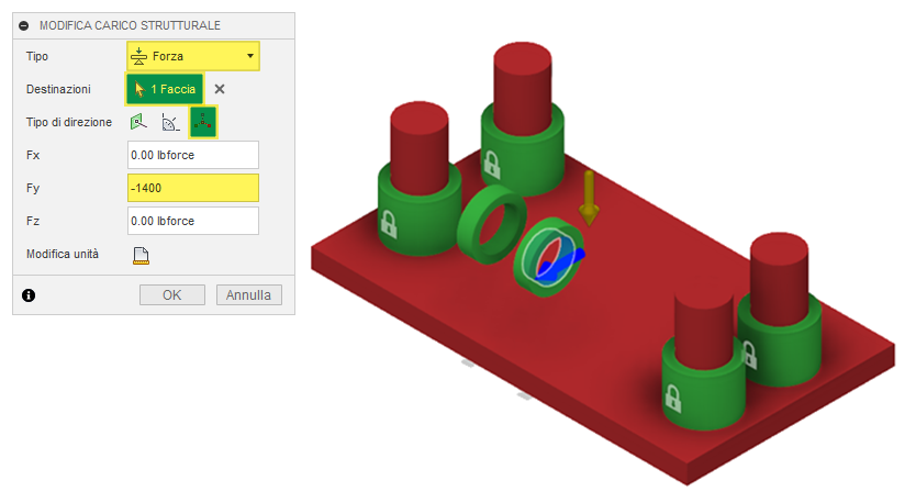 structural loads dialog - fy at -1400