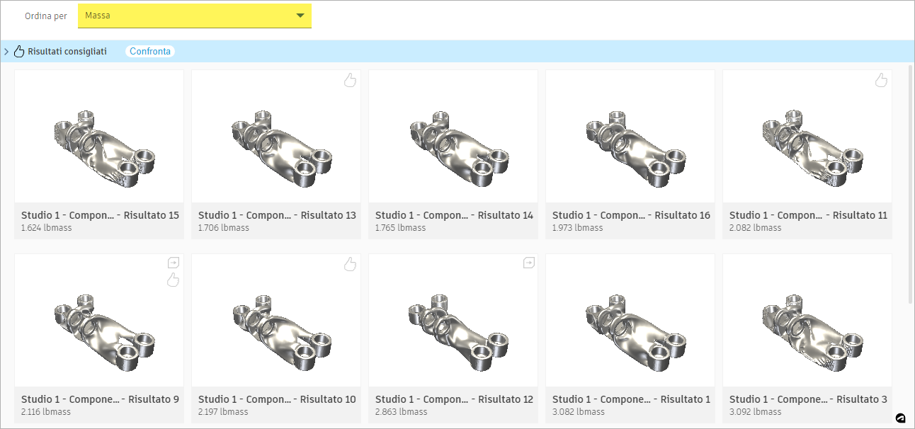 sort outcomes by mass