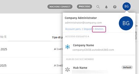 Admin menu option highlighted in profile flyout