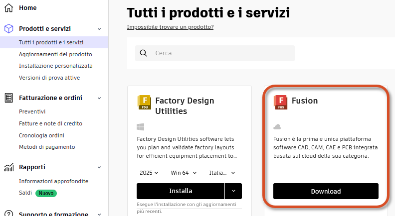 download Fusion from autodesk account