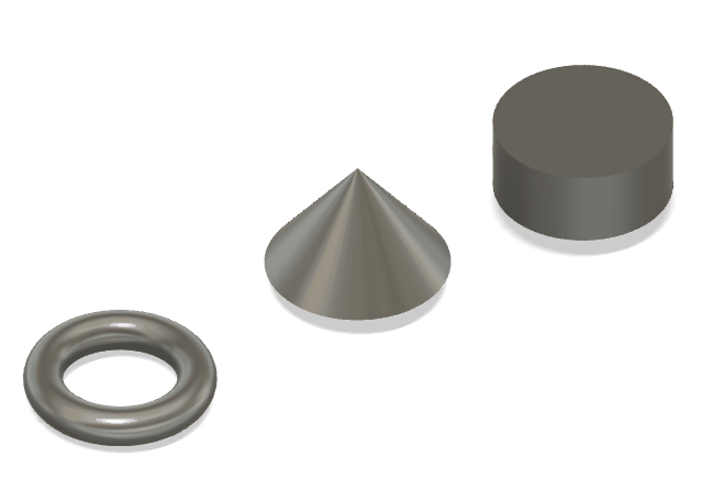 axis through cylinder/cone/torus animation
