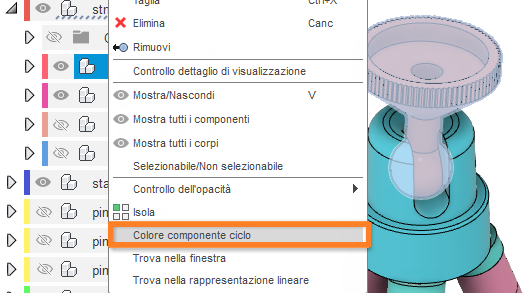 cycle component color menu