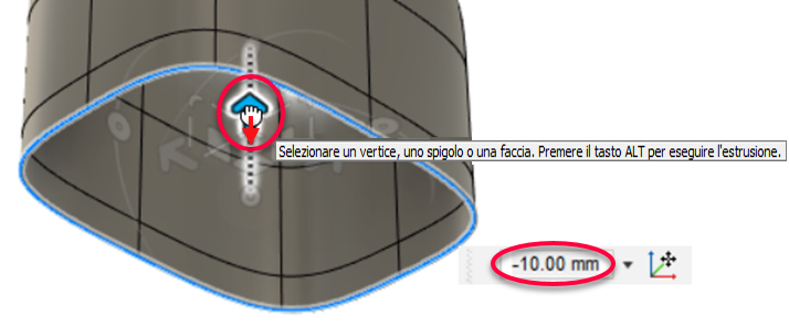 estrudere verso il basso