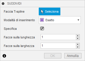 finestra di dialogo suddividi