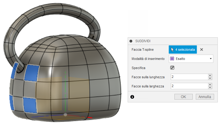 finestra di dialogo suddividi