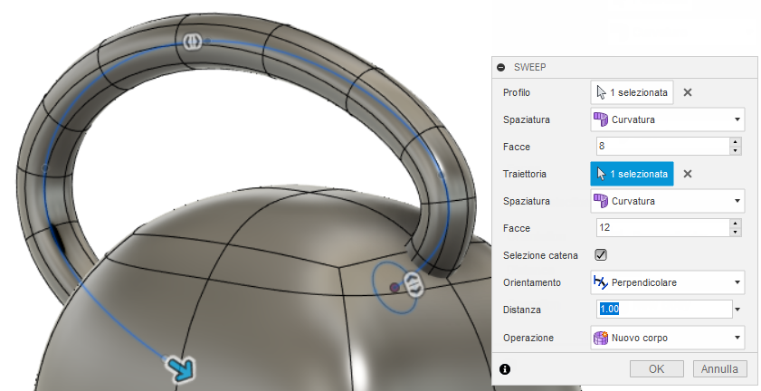 finestra di dialogo sweep