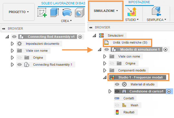 modal frequencies analysis setup