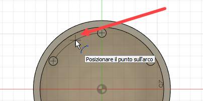 selezione del punto medio dell'arco