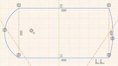 right arc shares concentricity with left arc