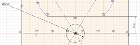 bottom of cutout 11 mm away from center