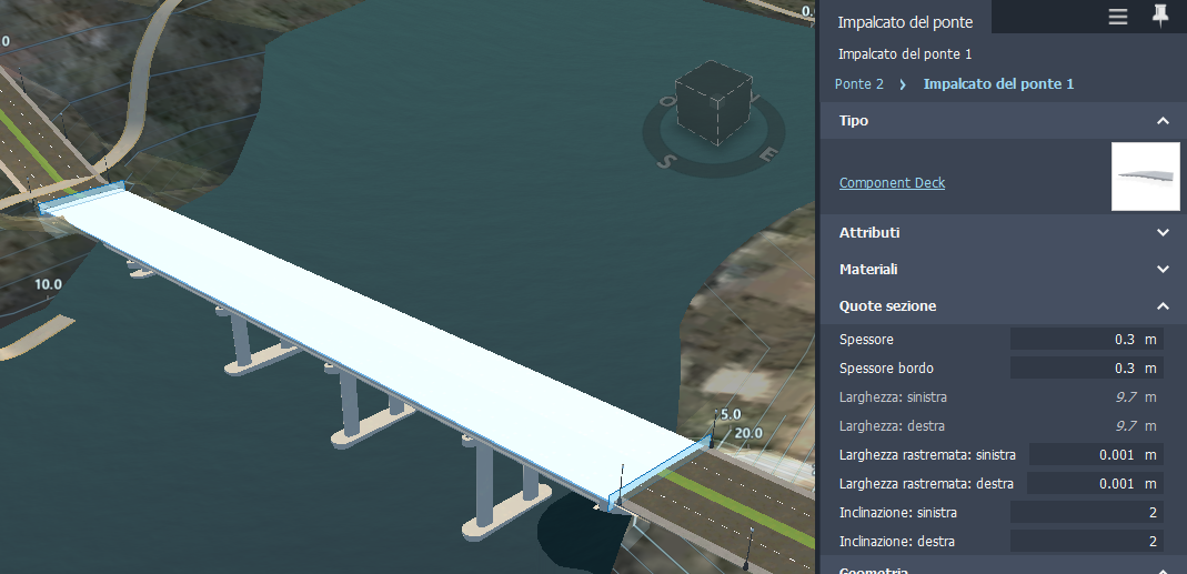 Sezioni trasversali dell'impalcato del ponte