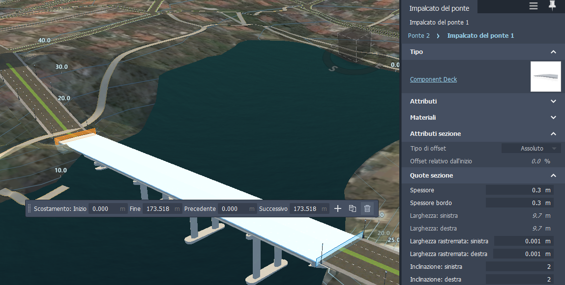 Selezione del sezionamento dell'impalcato