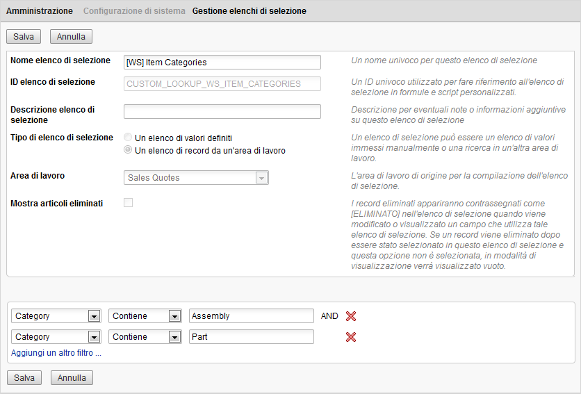 Saved workspace filters