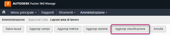 Add Classification button on Workspace Layout dialog