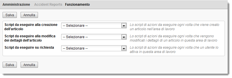 Configurazione di un funzionamento dell'area di lavoro
