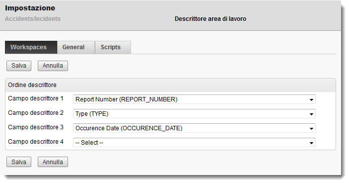 Example descriptor fields filled out