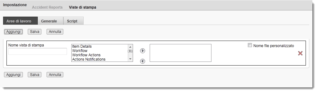 Setup print views dialog