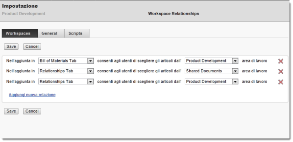 Setup workspace relationships