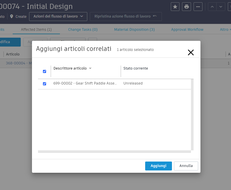 Add Related Items dialog
