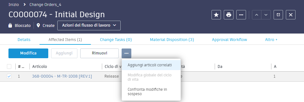 Add Related Items menu