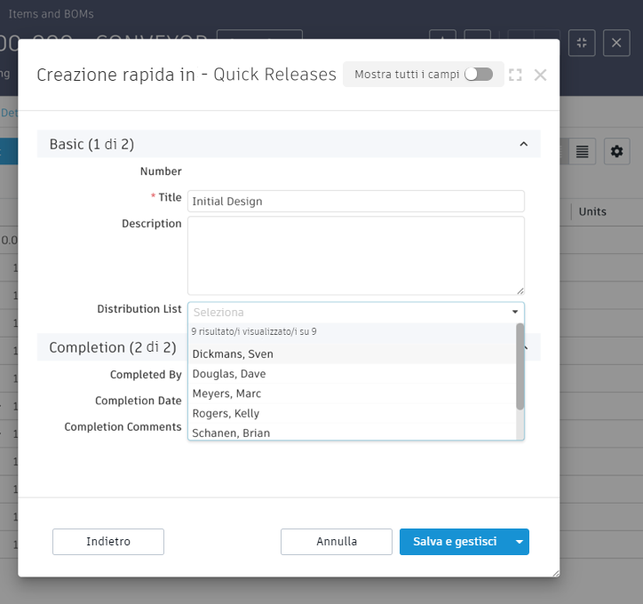 Quick Create in Quick Releases
