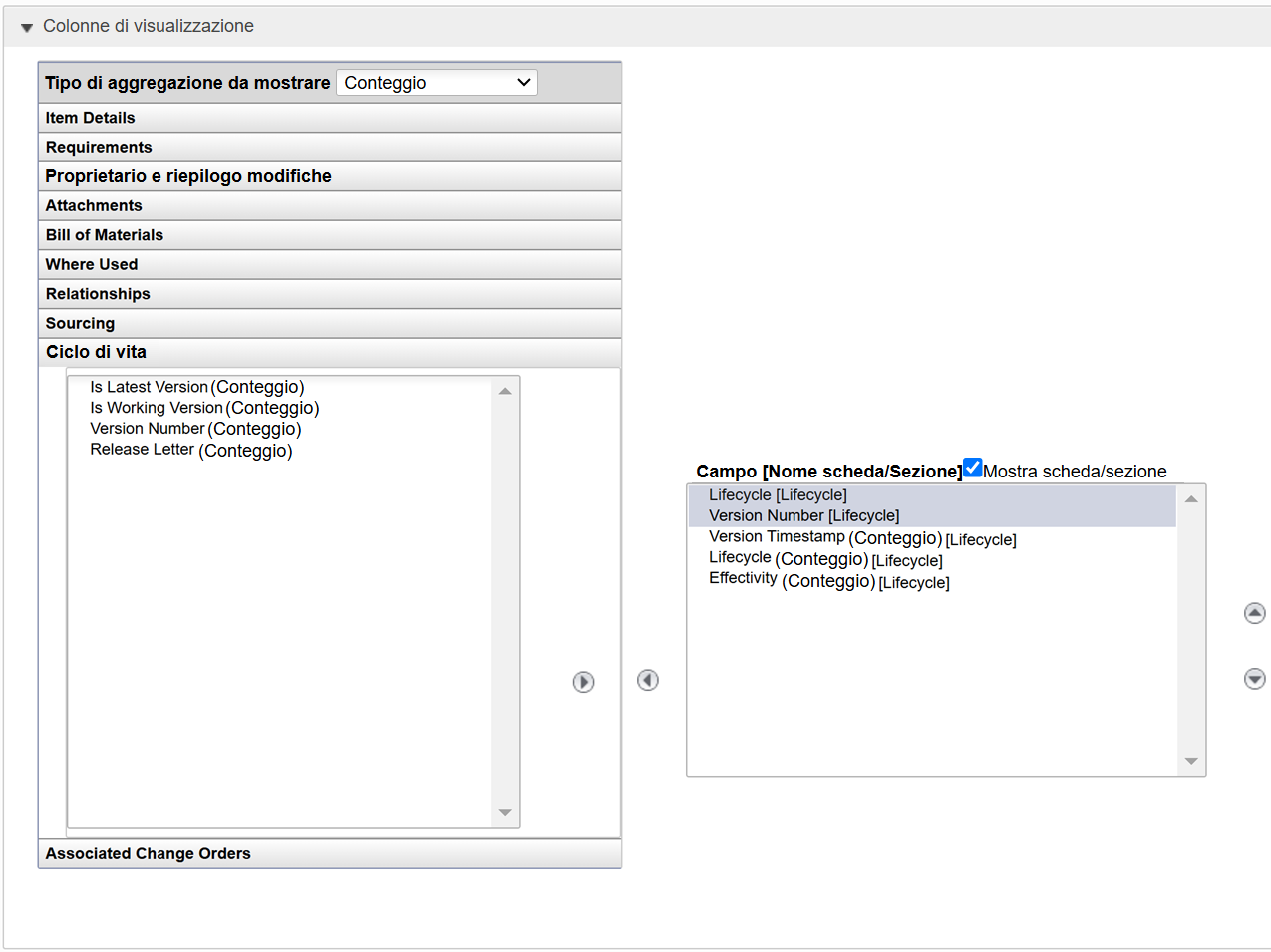 create report display columns
