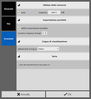 Impostazioni di progetto ReCap