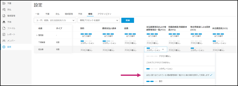 所有者の役割の[上流変更時にコラボレート](Collaborate on Upstream Change)を示す権限設定