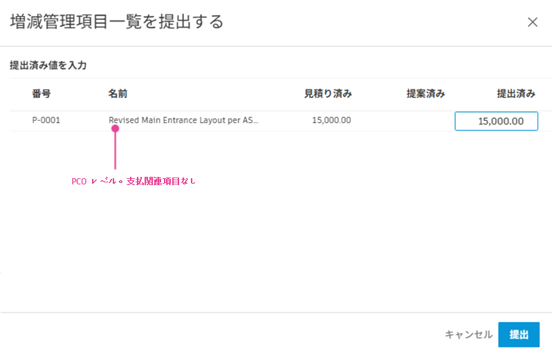 [PCO を提出]モーダル
