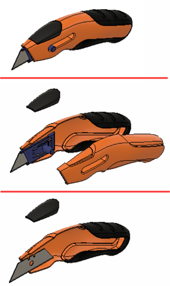 分解の各段階のアニメーション