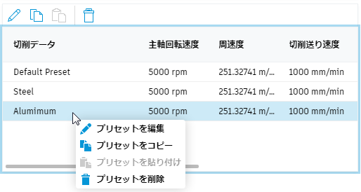 プリセットをコピー
