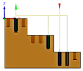 深い深度の 6mm の穴を選択 - 正面図