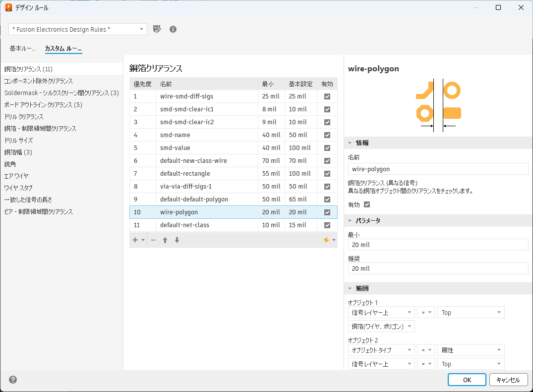 [デザイン ルール]ダイアログ
