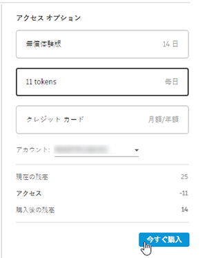 アクセス オプション - トークン