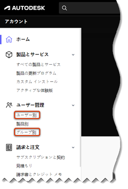 ユーザまたはグループ別