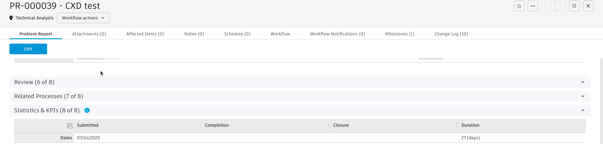 KPI と統計のセクション