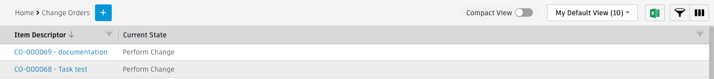 変更指示のリスト